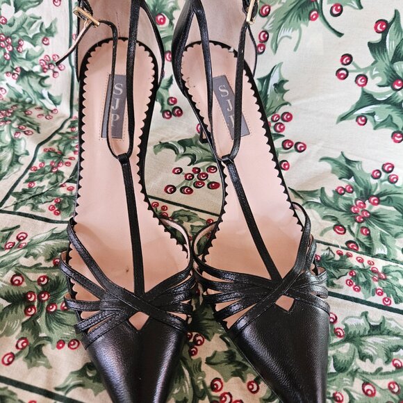 SJP by Sarah Jessica Parker Black T-Strap Heels - Picture 1 of 6